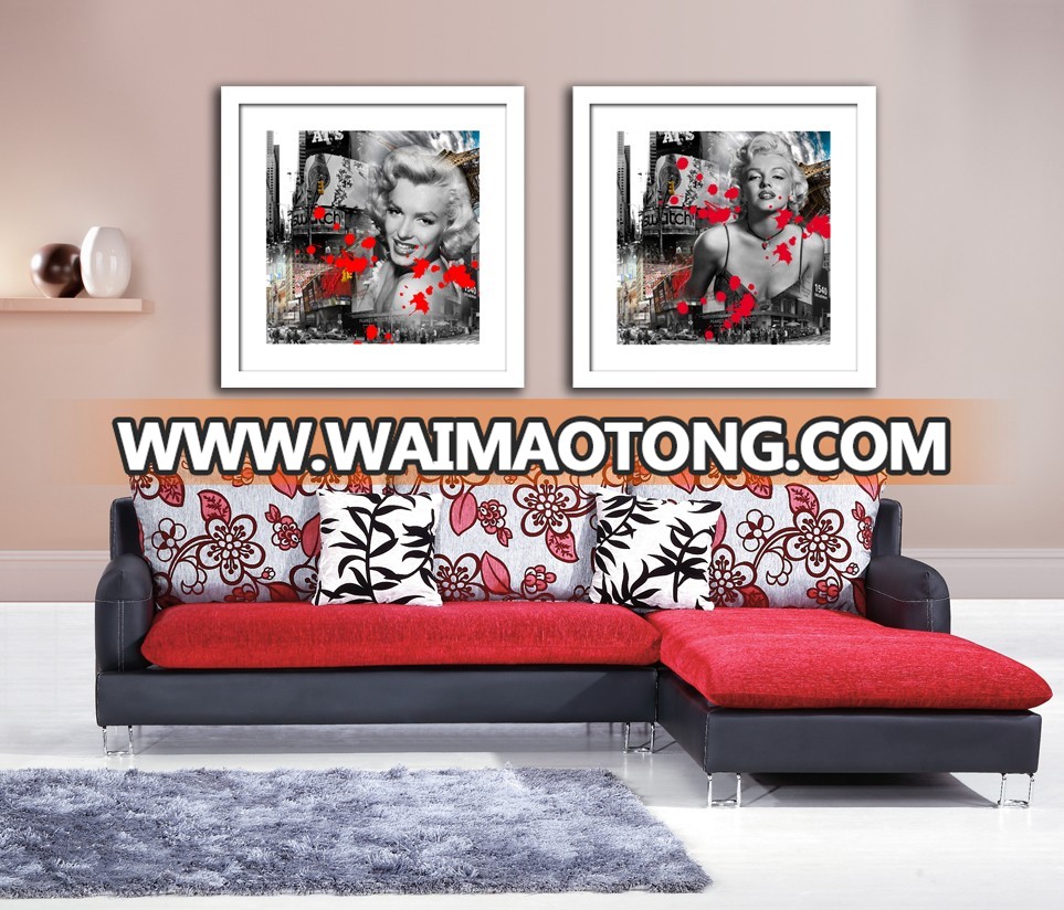 Marilyn Monroe black and white picture with red lips Art Canvas Print painting by machine