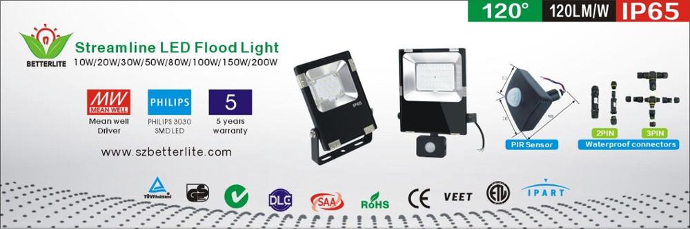 Factory price IP65 waterproof 100 watt led slim flood light with 5 years warranty