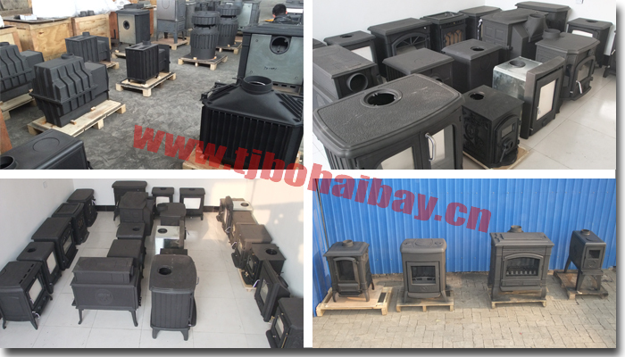 Indoor heating secondary air and combustion cast iron wood burning stove