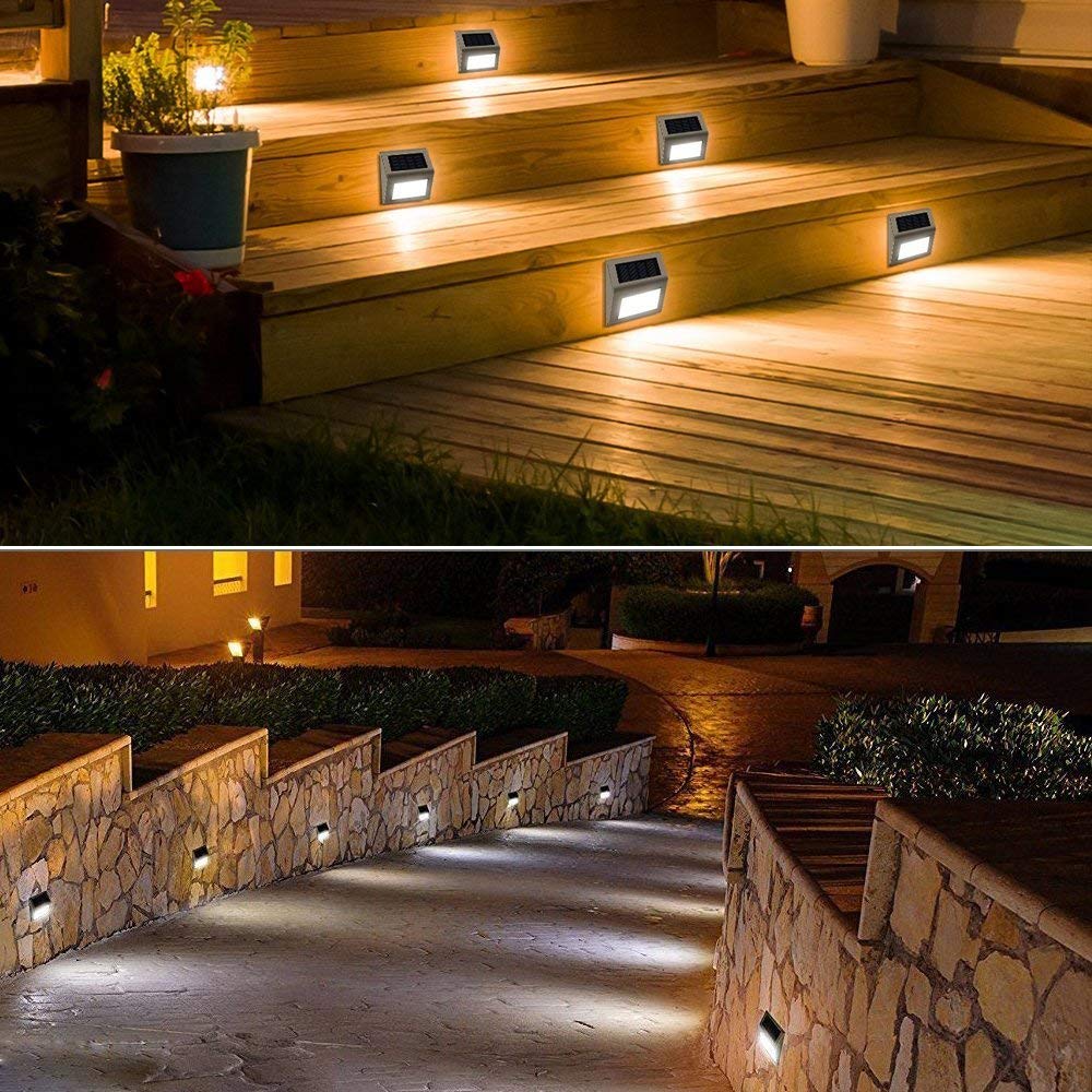 2018 new 3pcs LED outdoor warm white color solar step wall light lamp