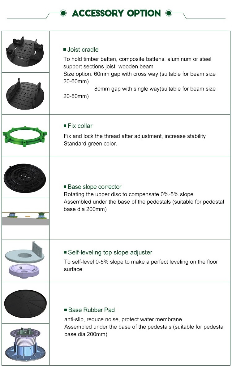 Adjustable Plastic Pedestal for Decking Boards