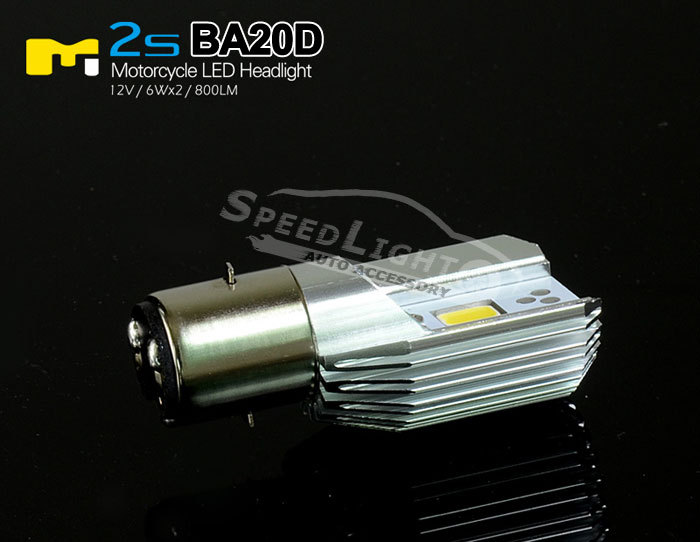 SpeedLight High Brightness 12V 6W 800LM BA20D LED HeadLight For Motorcycle