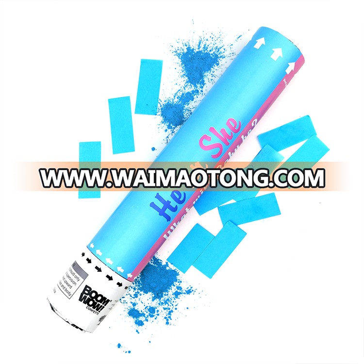 Boomwow Hot Sale Custom Blue Pink Baby Shower Celebration Holi Powder Cannon Party Popper Confetti Shooter