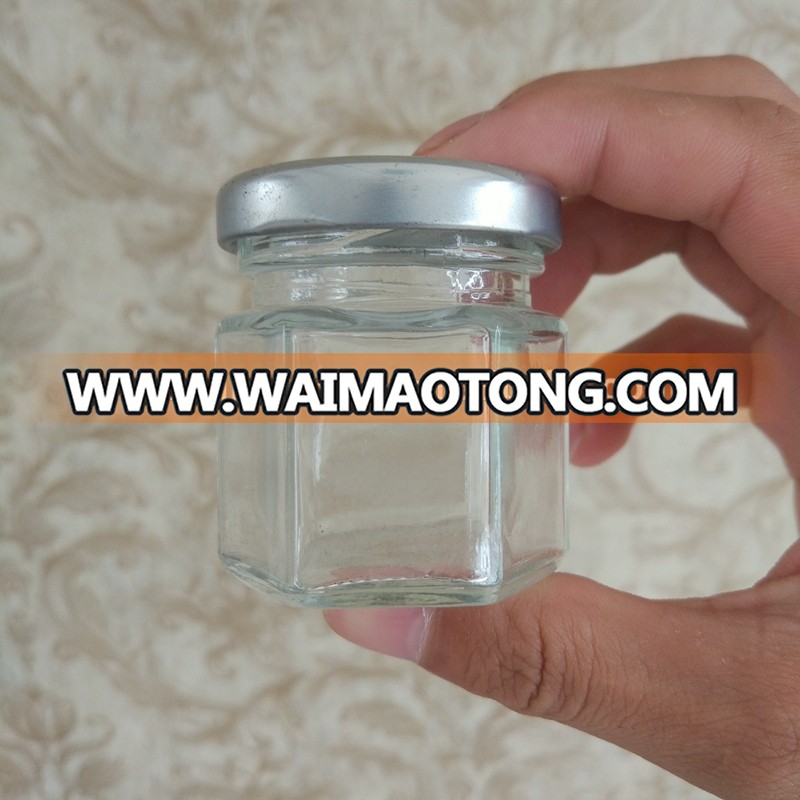 mini 2oz  Hexagon mason jar shot glass for jams and canning food with lids