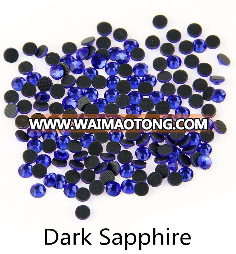 Dark sapphire crystal faceted hot fix stone glass flat back hot fix rhinestone