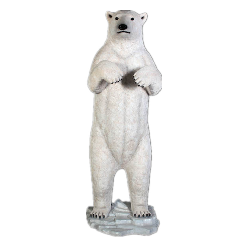 Lovely fiberglass standing life size polar bear statue for sale