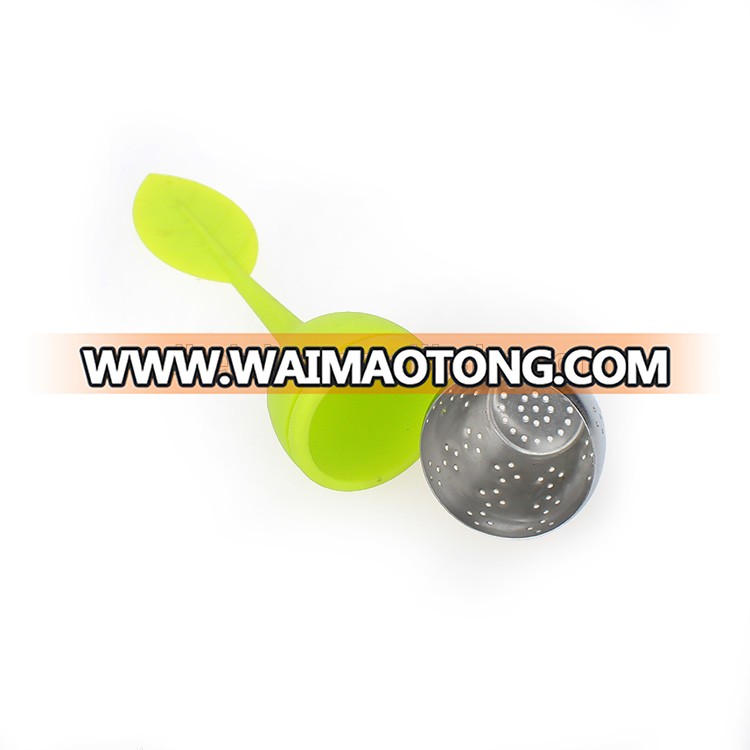 Hot sale fine hole Silicone Leaf Tea Infuser with silicone drip