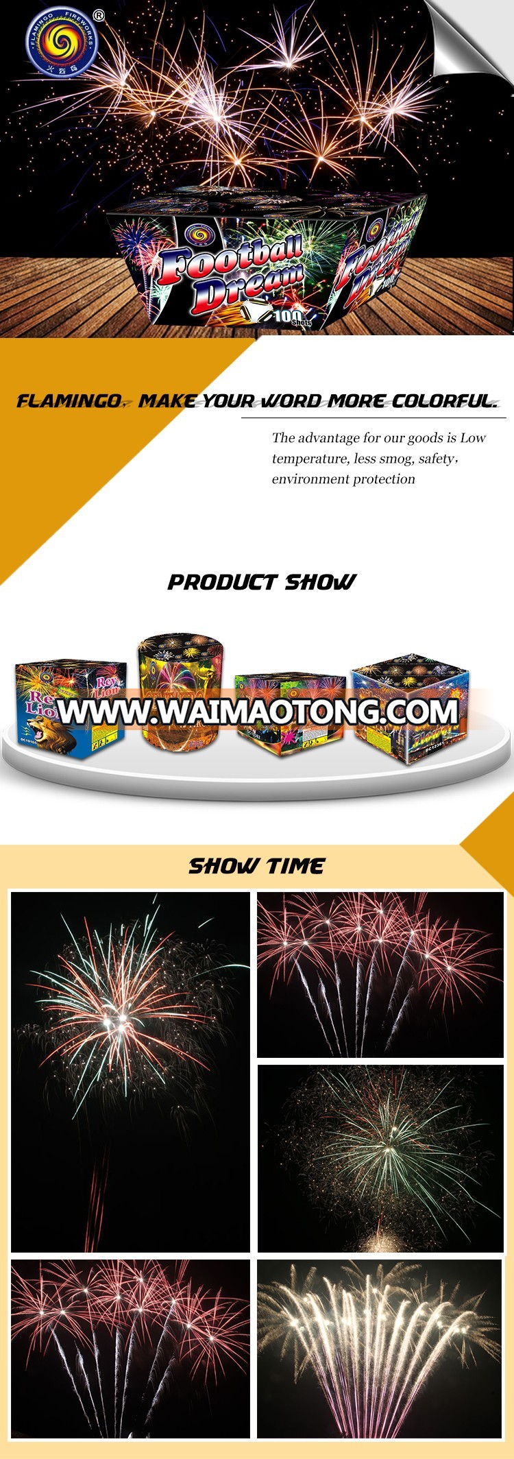 Flamingo Fireworks 100S Ground Cakes large cake fireworks