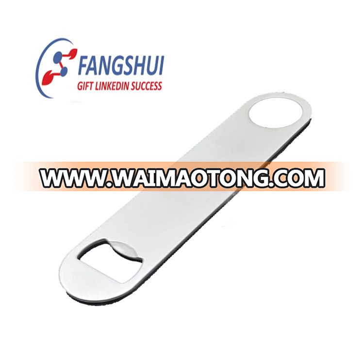 Customized logo cheap stainless steel flat sublimation blank metal beer bottle opener