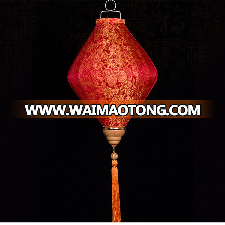 Large round Waterproof Traditional Chinese Silk Fabric red Lantern For sale