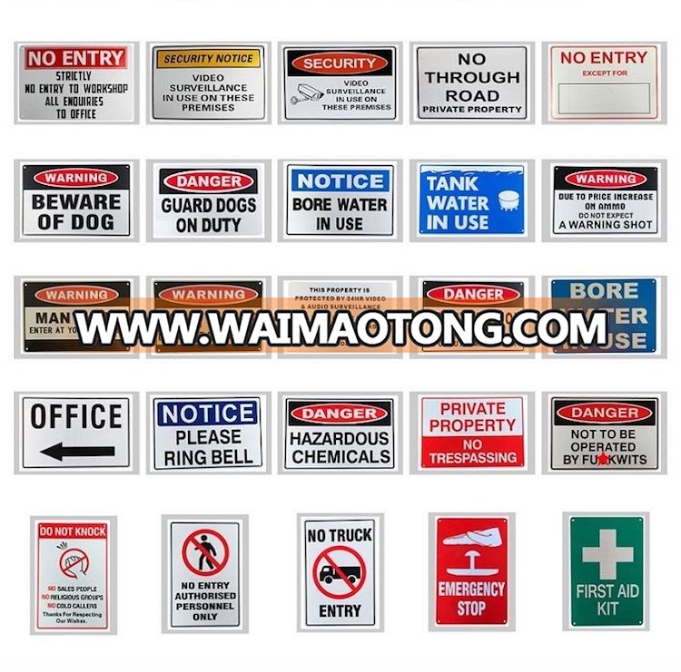 China Factory Printing Warning Fire Exit Sign Plate Custom Design