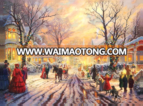 Famous christmas scenery oil painting on canvas in frame