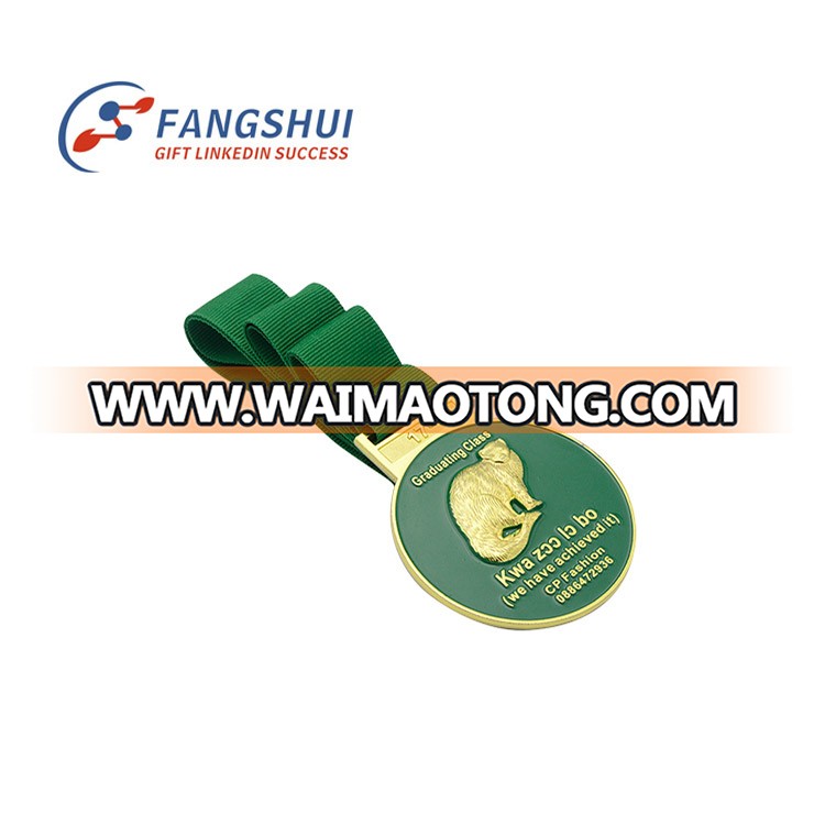 Wholesale high quality zinc alloy souvenir die casting bicycle medal with ribbon