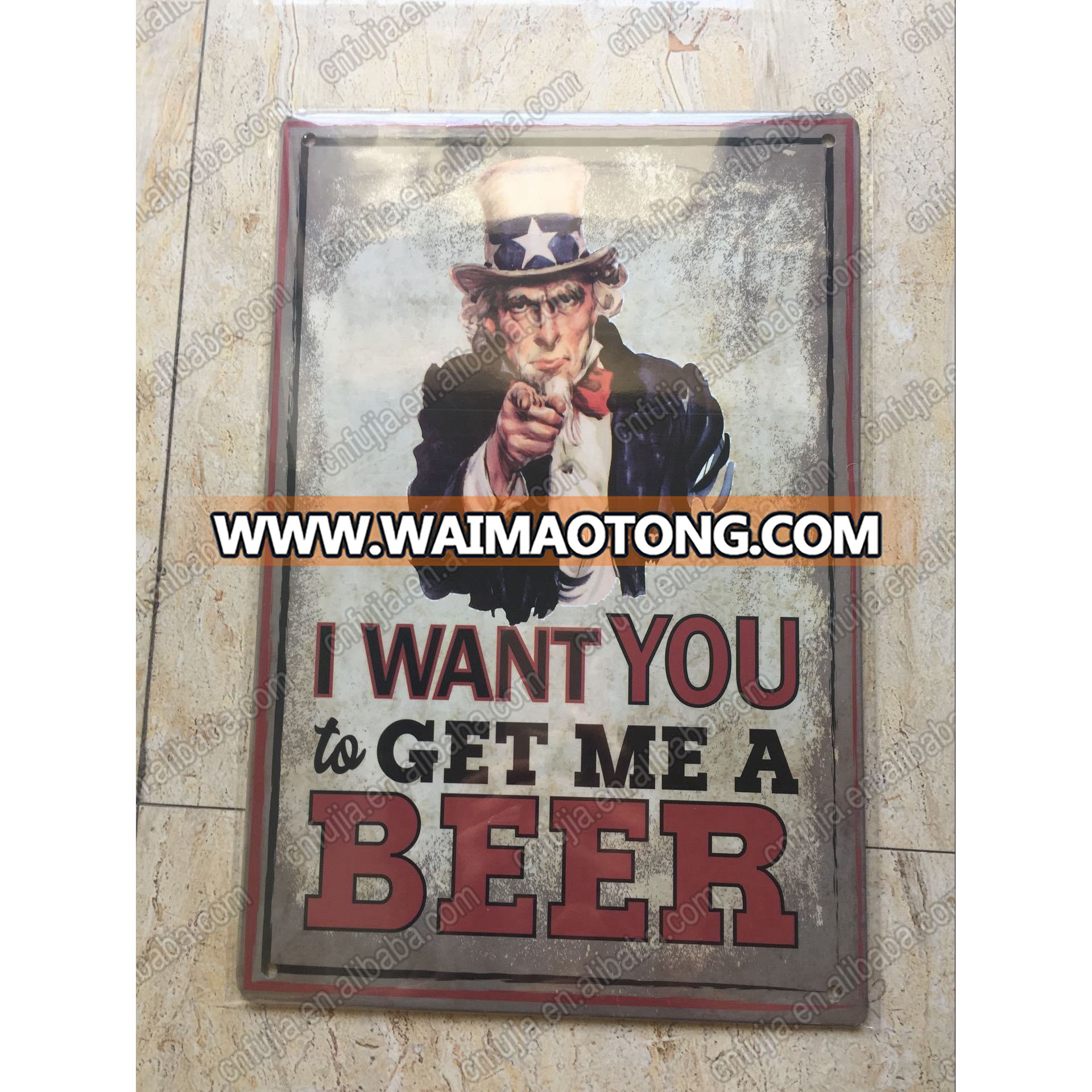 A4 embossed decorative vintage low price beer tin metal plate aluminum sign, vintage metal plate