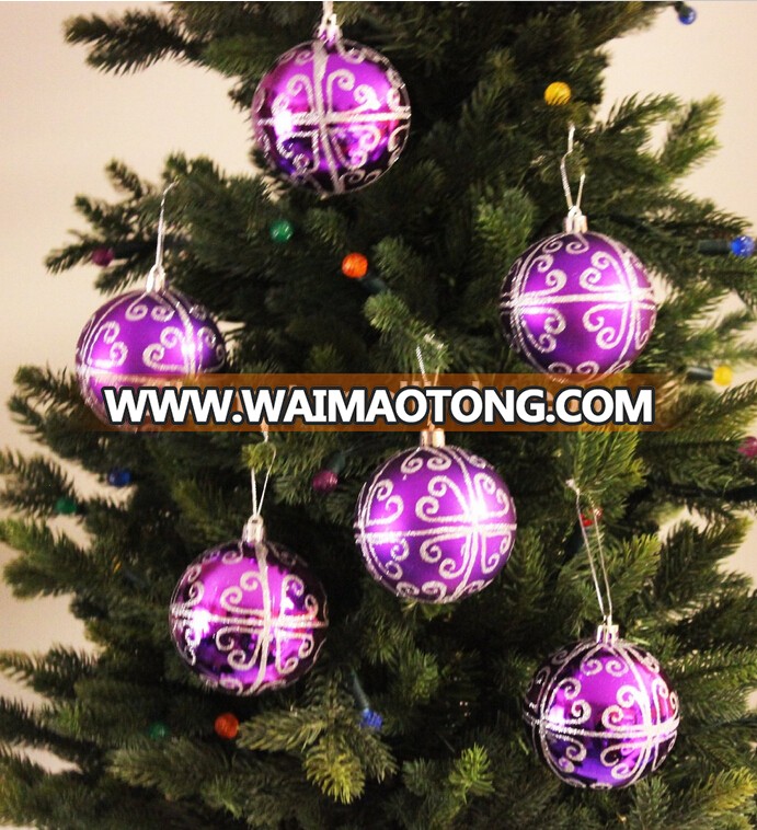 Hand Painted Christmas Ball  Plastic Xmas Ball Hanging Holiday Wedding Party Decoration