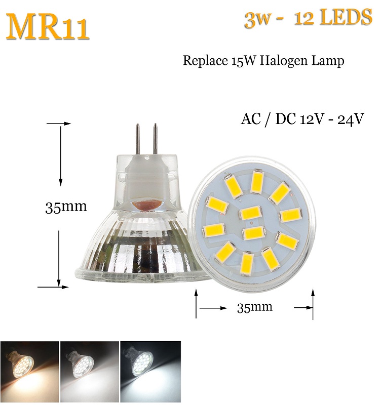 High CRI LED MR11 Spots Bulbs Spotlight 2835 5733 SMD 10W 20W Halogen Lamp Replacement 12-24V Glass Type