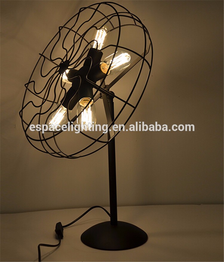 Antique black fan table lamp retro for hotels