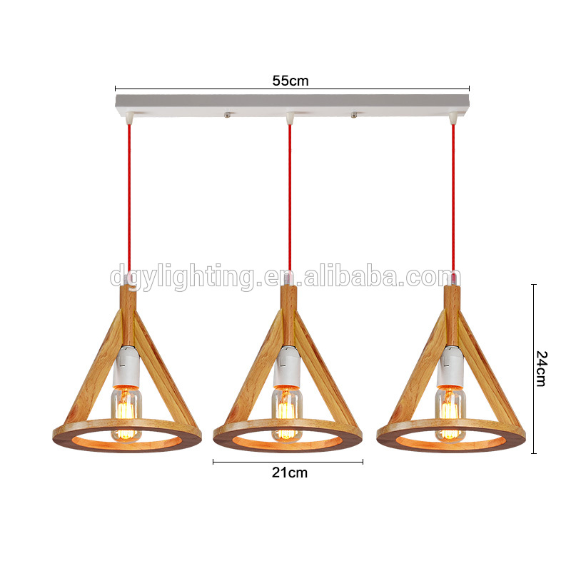 Geometric shaped industrial modern natural wooden pendant chandelier light