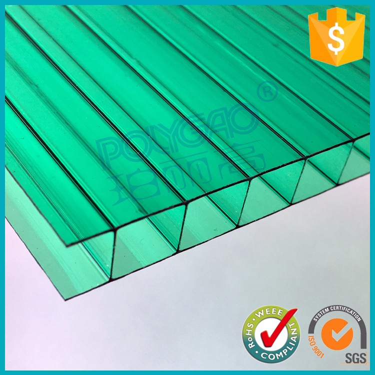 Red/yellow/brown twin wall polycarbonate sheet for greenhouse