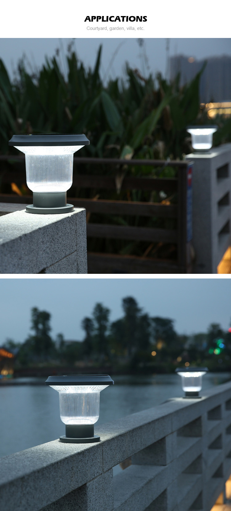 Outdoor Solar LED Gate Light Solar Power Pillar Light With Fashion Design