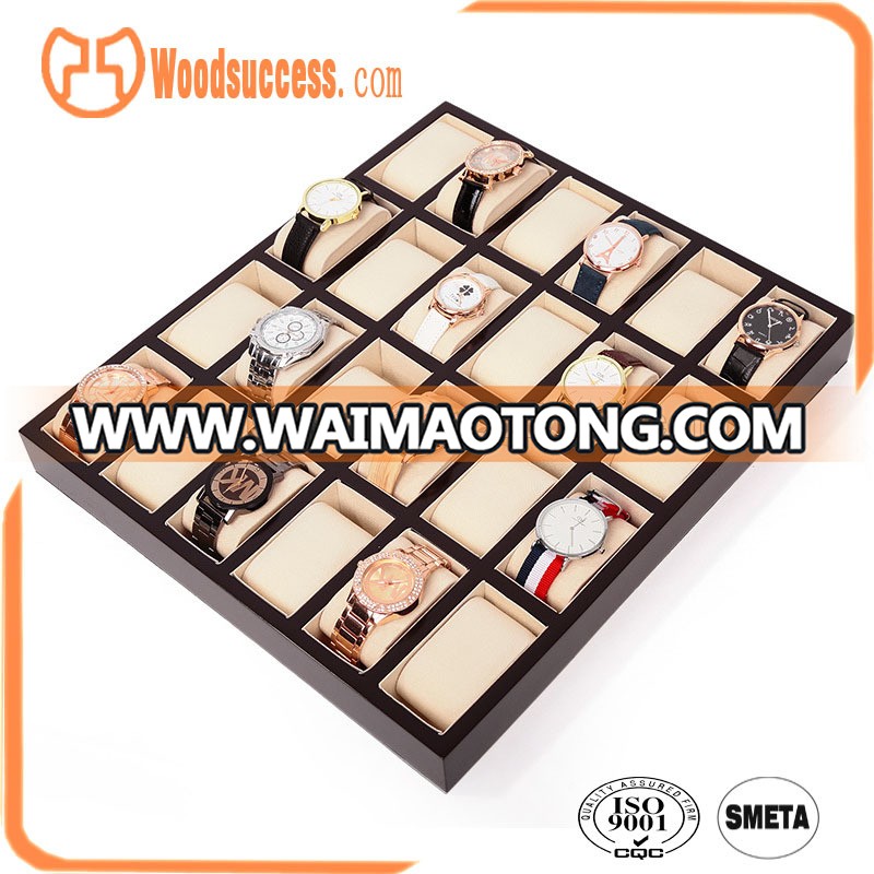 Lacquered wood watch display trays