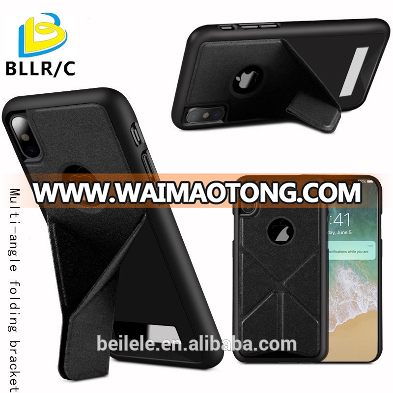 New arrival foldable bracket multi-function mobile phone cover for phone X anti-crash phone case