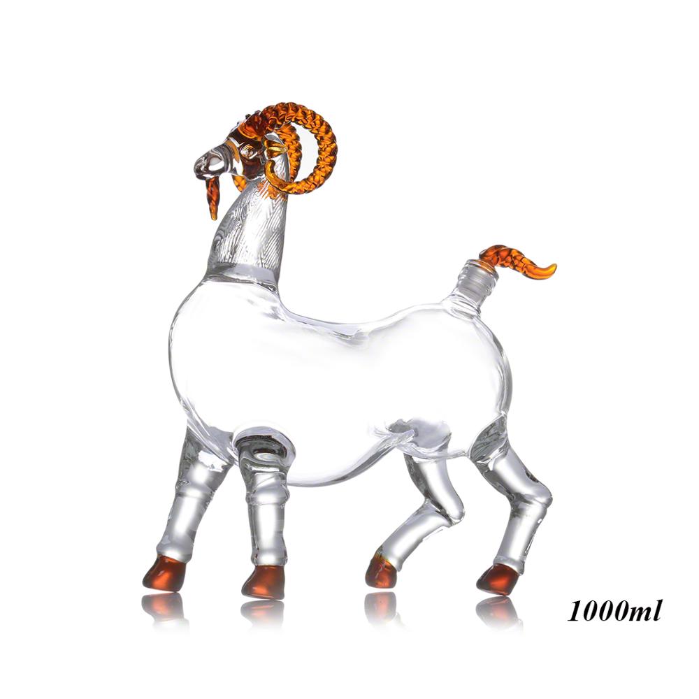 Animal Shaped Glass Bottle Sheep Shaped Clear Wine Glass Decanter 1000ml