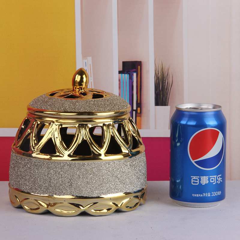 islamic ceramic golden frosted decorative storage jar for wedding decor