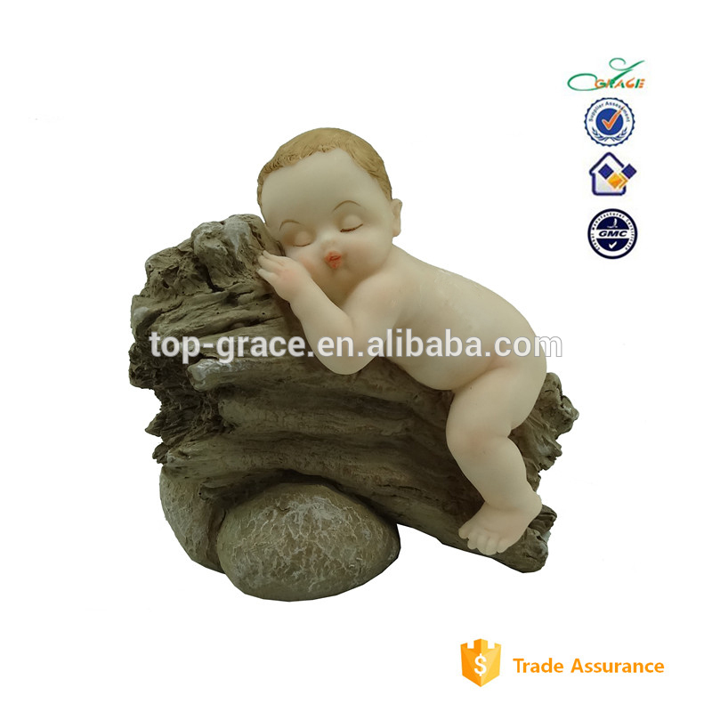 Sleeping child cute naked kids favor baby baptism in resin