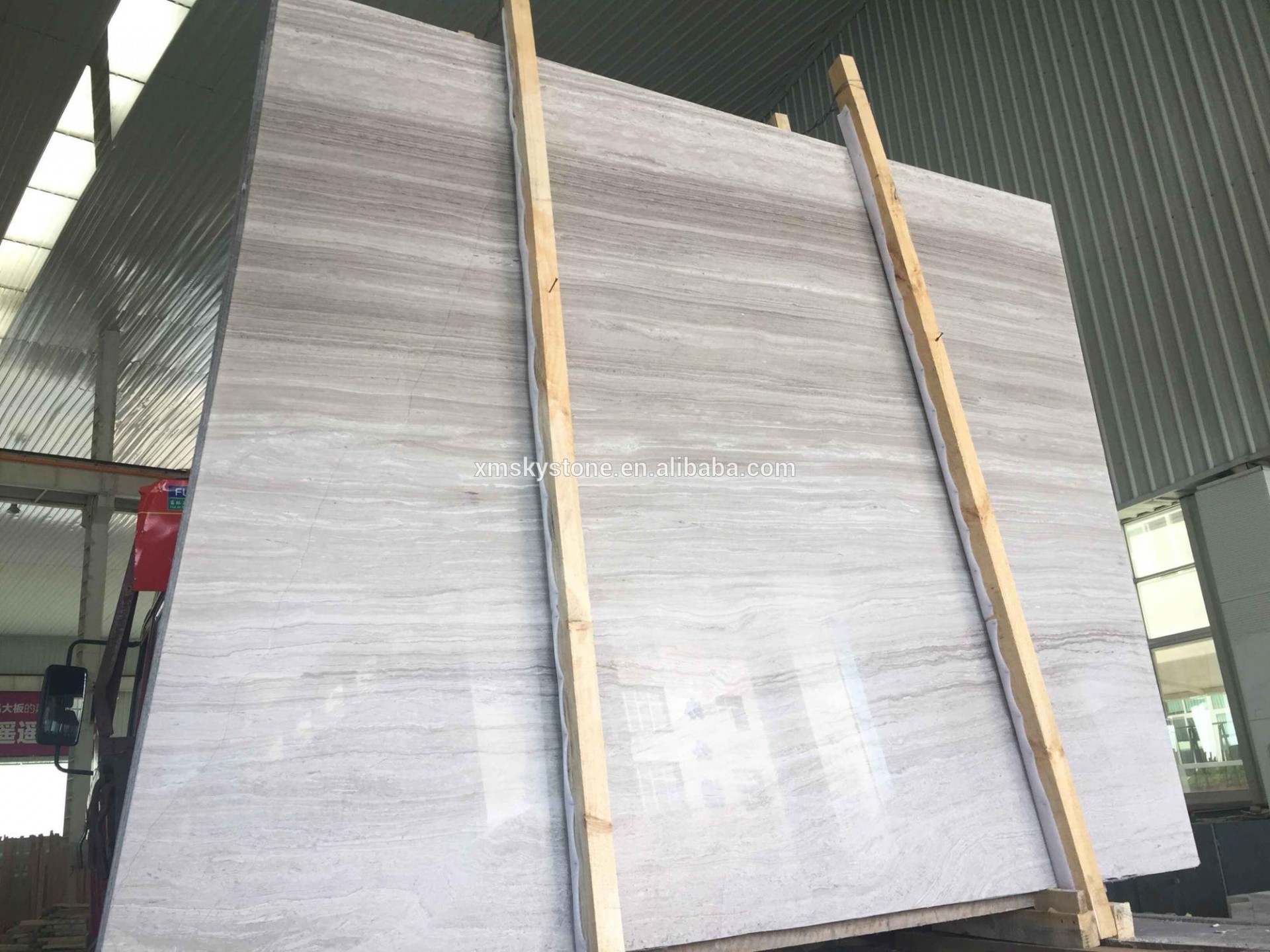 Super Thin Standard White Wooden Marble Slabs Sizes