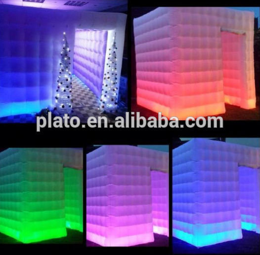 Oxford cloth inflatable cube photo booth with led for outdoor