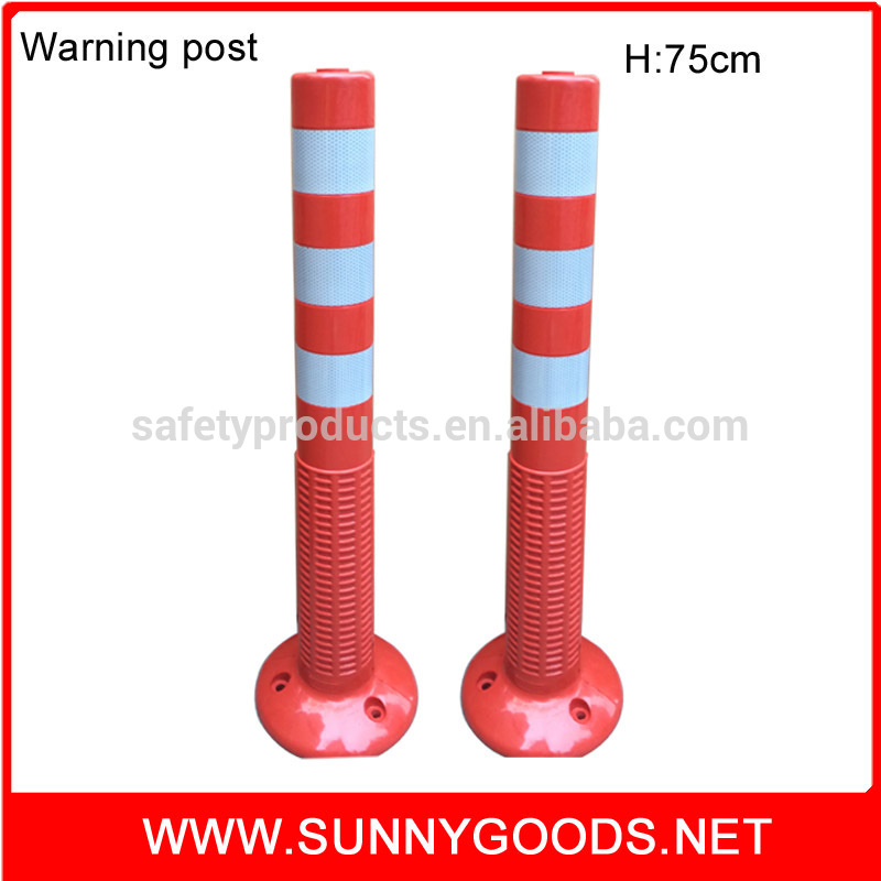 flexible plastic traffic delineator post with rubber base