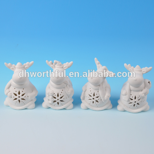 New design ceramic reindeer figurine,white porcelain reindeer figurine