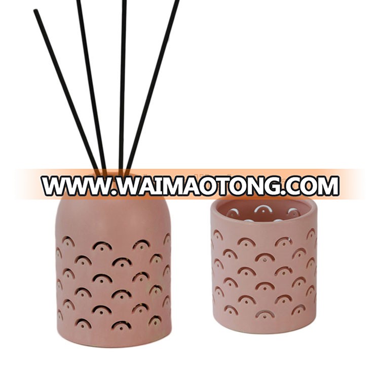 Luxury decorative reed diffuser in ceramic jar with stickers