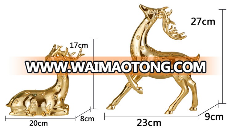 Wholesale decorative resin gold deer figurines for christmas ornament decoration