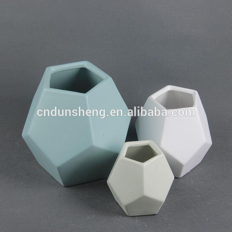 wholesale short diamond home faceted cube vases,set of 3