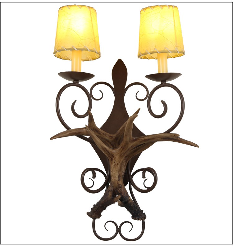 Wholesale vintage resin antlers modern hotel wall lamp with E14 edison bulb wall lamp hotel headboard