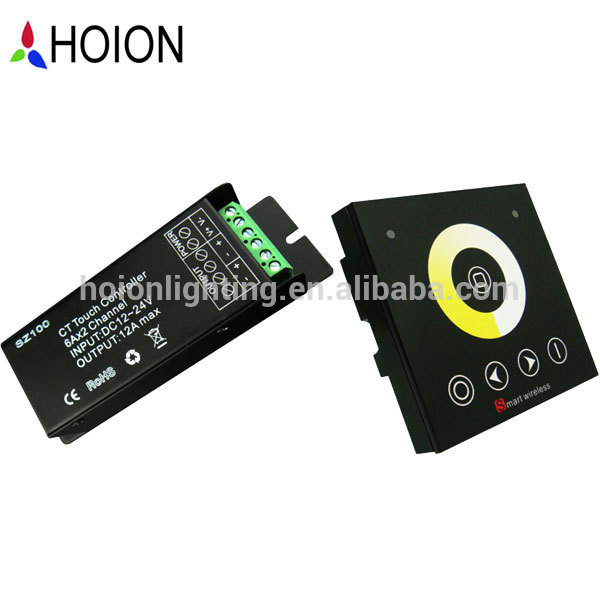 Led Panel Color Temperature Controller ,Wall Mounted CT Led Touch Controller, RF Wireless Led Controller 12V 24V DC, 6A*2Ch