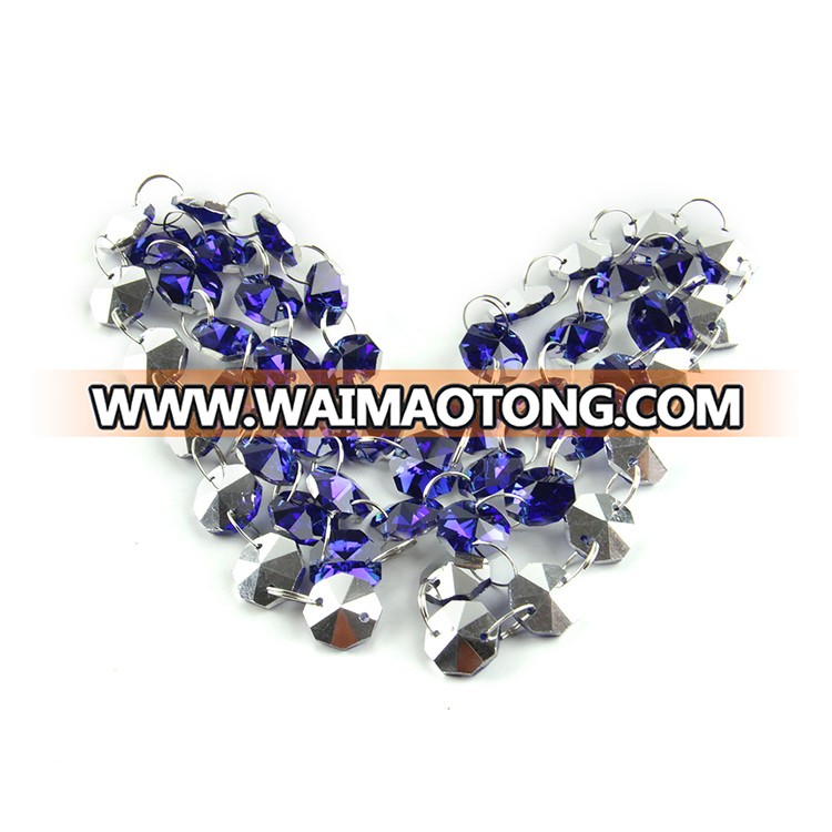 14mm dark sapphire with silver back crystal garland strands with silver rings for wedding decoration pendant hot sales