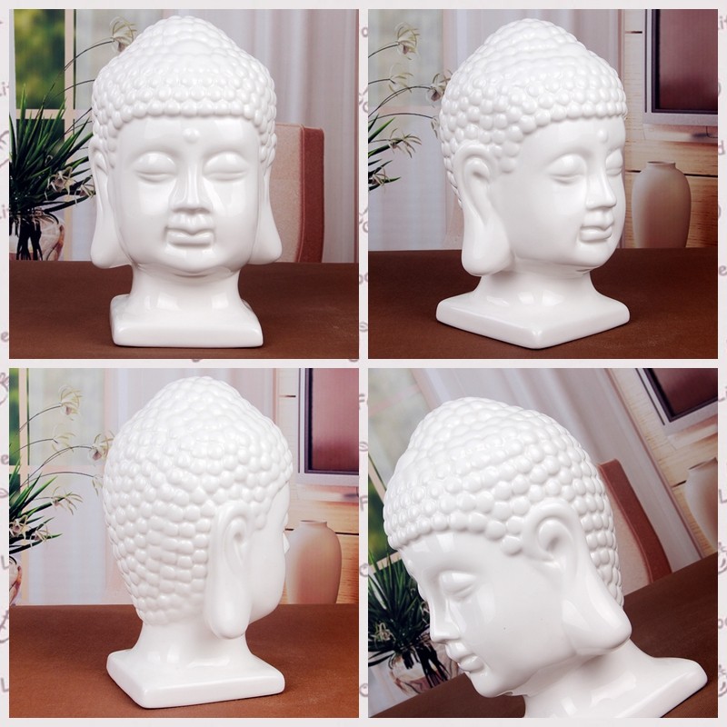 wholsale antique ceramic porcelain buddha head statue for giftware