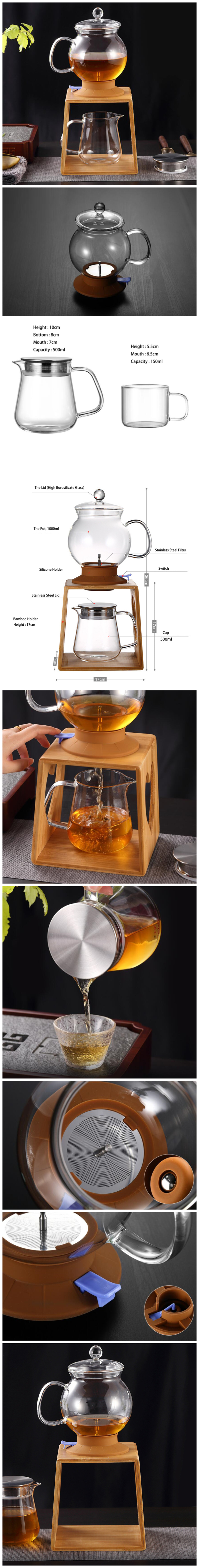 QIAOQI Glass Water Tower Pot Glass tea maker set