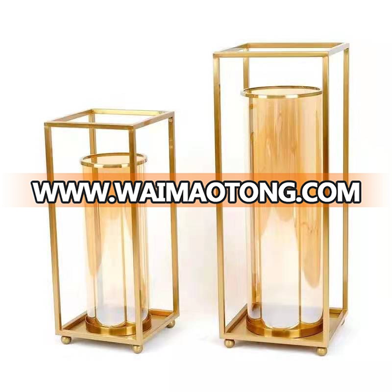 NO A0031 Geometric classical metal glass candle holder for table decoration