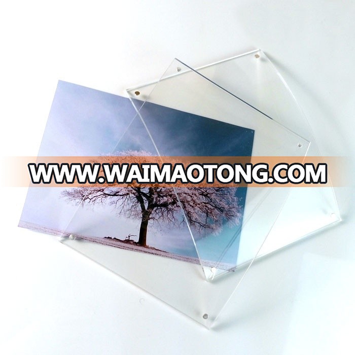 custom hot bending clear acrylic photo picture frame with magnetic