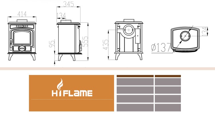 HiFlame 5kw output Small and hot sale brown ceramic indoor smokeless wood stove HF277