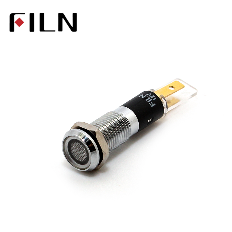 FILN 8mm indicator light signal lamp red yellow blue green white led indicator light 24v 220v flat head led metal signal lamp