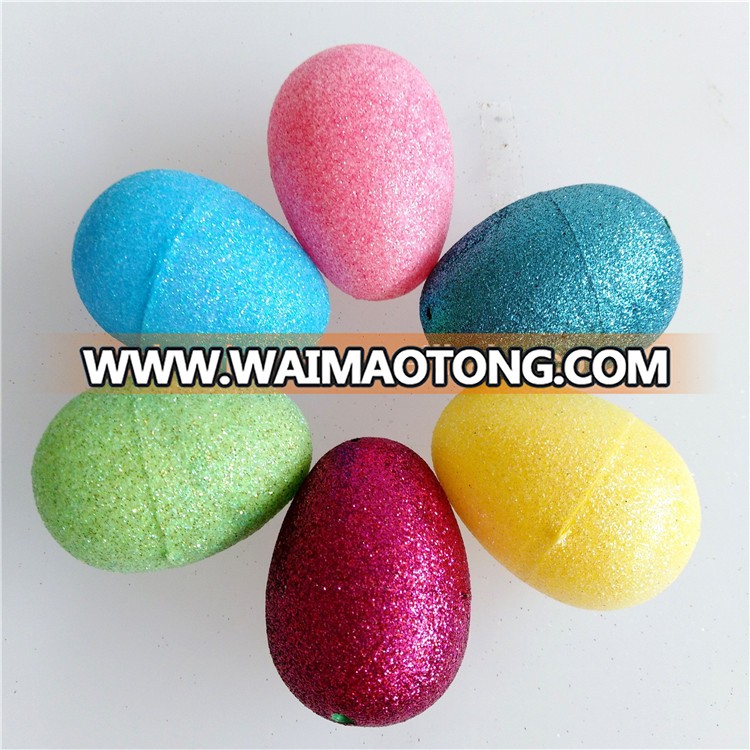 plastic easter eggs with colorful glitter