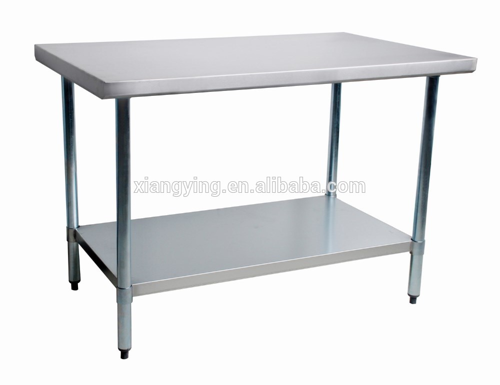 430 304 201Adjustable height stainless steel work table with galvanized base for commercial kitchen