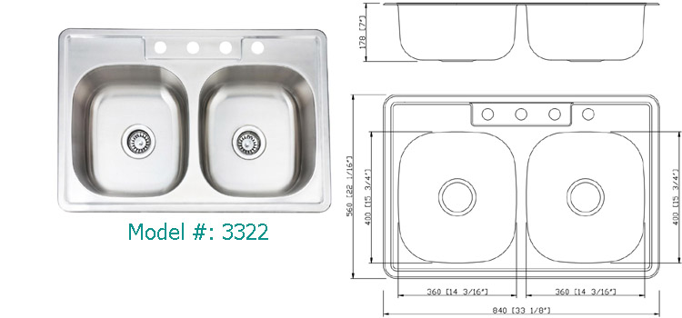 Deep drawn sink J3218, undermount stainless steel sink, Made in Malaysia, no Anti-dumping tariff