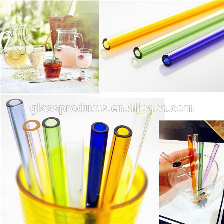 Diameter 10mm Reusable Glass Drinking Straws with Colored Tip