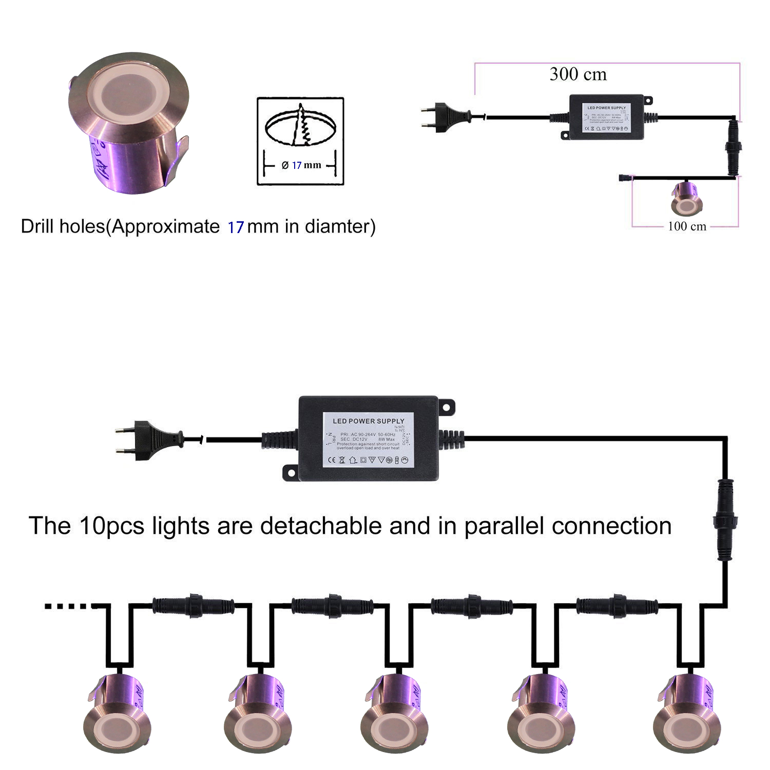 stainless steel 12v Outdoor Garden and Path Lights Recessed LED underground lights